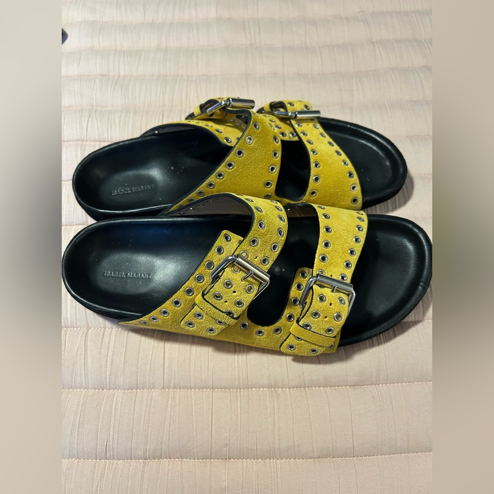 Isabel Marant LENNYO SANDALS yellow suede Size 40 - Picture 4 of 5